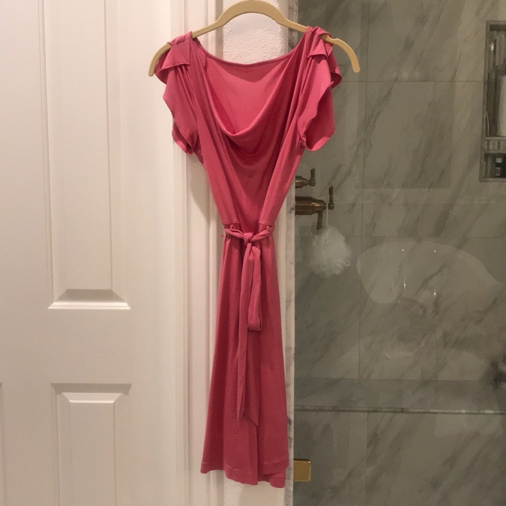 Blush pink drape front dress